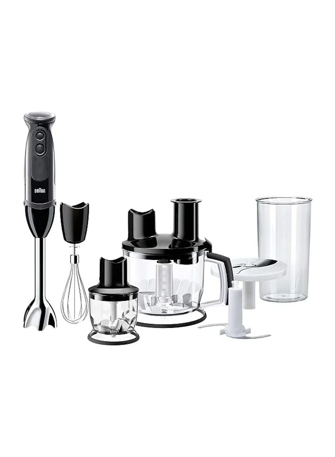 Premium Hand Blender Set with 1.5L Food Processor and Whisk (Black, 350 mL Beaker) zqatn