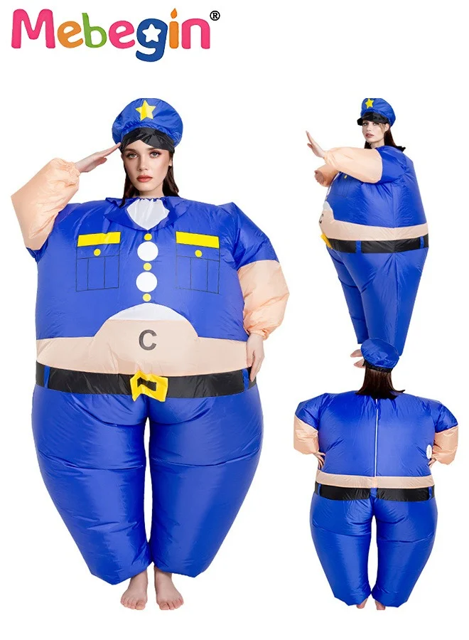 MEBEGIN Police Inflatable Costume Premium Polyester Blow Up Suit for Cosplay and Parties (One Size, 150-195cm) hjpuv