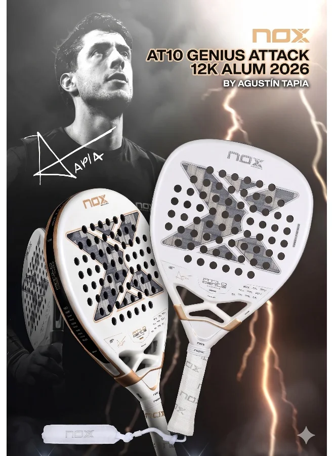 NOX AT10 Genius Attack 12K Alum 2026 Padel Racket Premium Power and Spin Performance (One Size) e861m