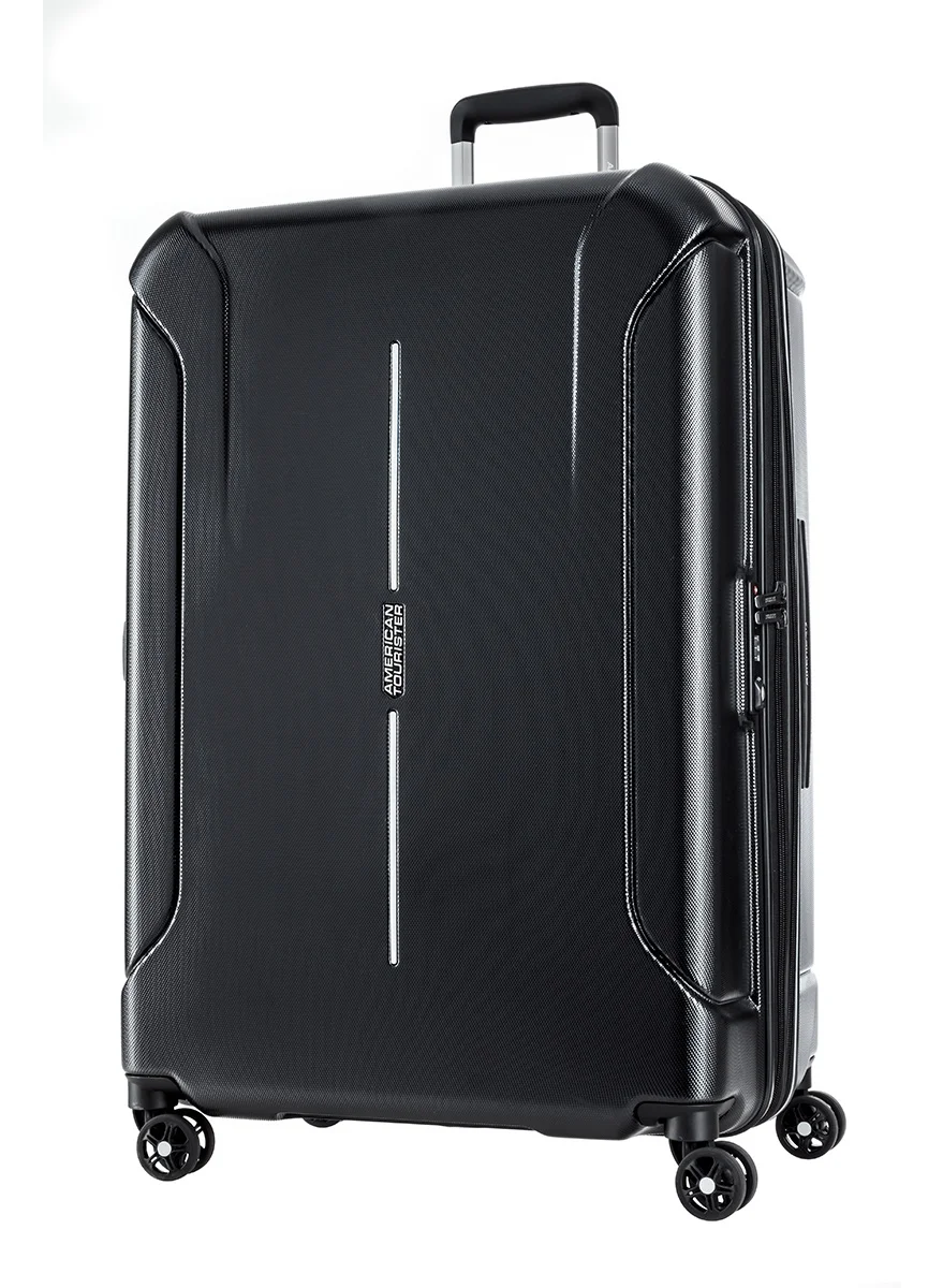 Premium Hard Shell Spinner Suitcase, Expandable Polycarbonate Travel Luggage with TSA Lock (Black, 86 cm) vv1m3