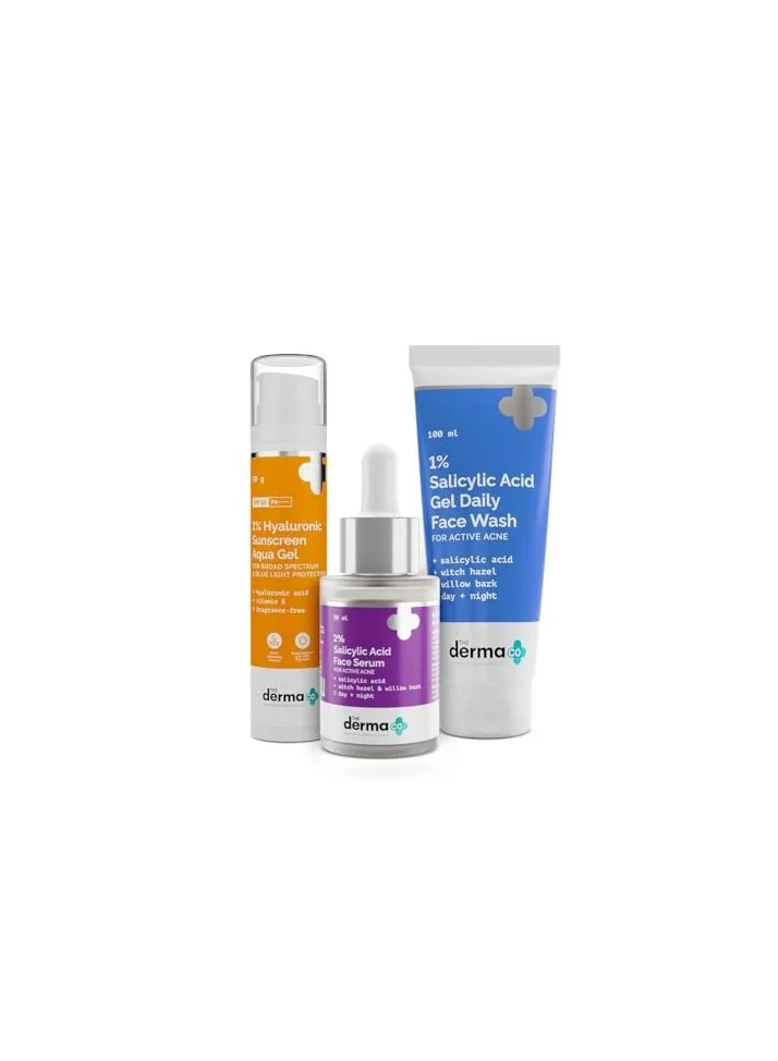 Premium Acne Care Routine Set (1% Salicylic Acid Face Wash, 2% Salicylic Acid Serum, SPF 50 Sunscreen) - For Men and Women mrpw3