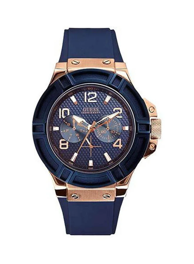 Premium Analog Quartz Watch for Men Water Resistant Rubber Strap (Black, 44 mm) 7dpd5