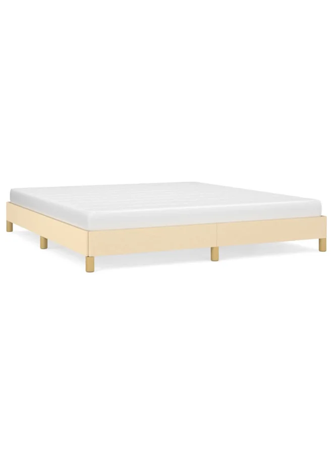 VidaXL Bed Frame Super King Size Fabric Upholstered Platform Bed (Cream, 180x200 cm) oi52m