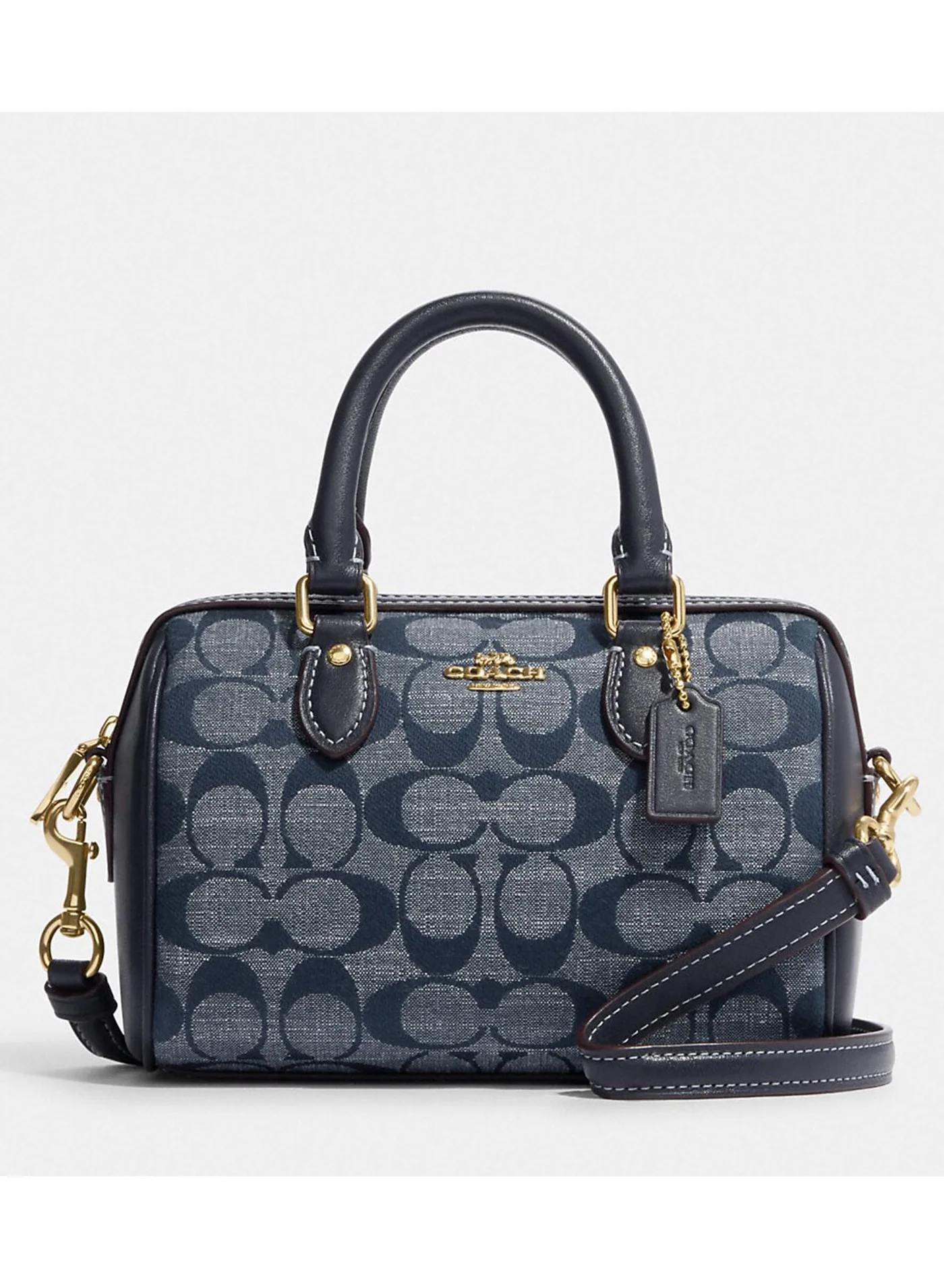 Premium Signature Canvas Mini Satchel Handbag for Women (Blue, 19cm) hig2o