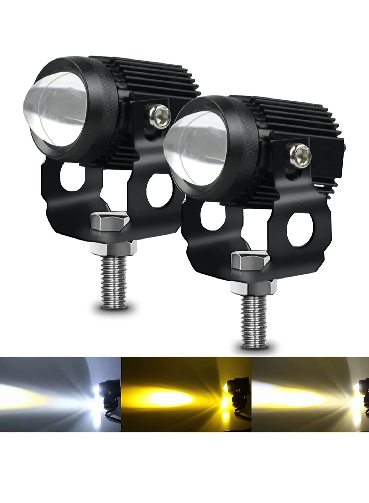 MUNTAQI LED Motorcycle Driving Light Dual Beam Fog Lamp Waterproof 60W High-Intensity Work Light for SUV Truck Tractor (Yellow/White, 2Pcs) llbyr