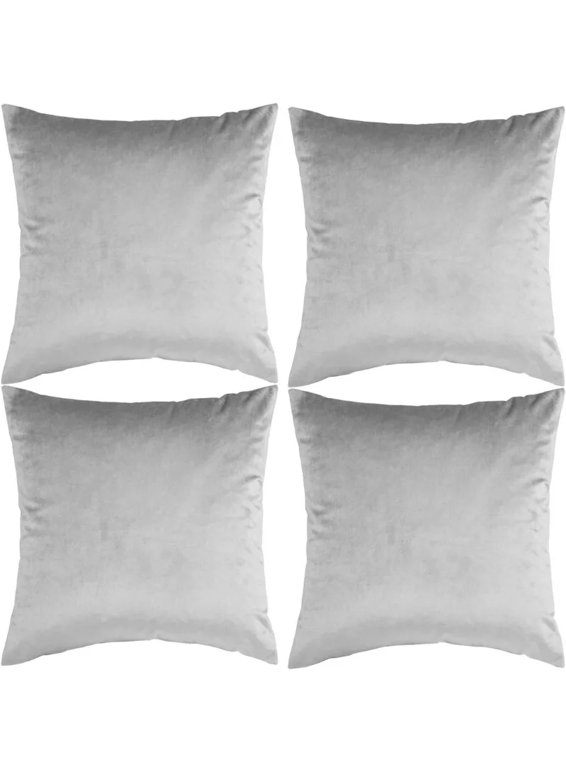 Home Care Velvet Throw Pillow Covers Decorative Sofa Cushion Cases (Silver Grey, 50x50cm, 4-Pack) oj15g