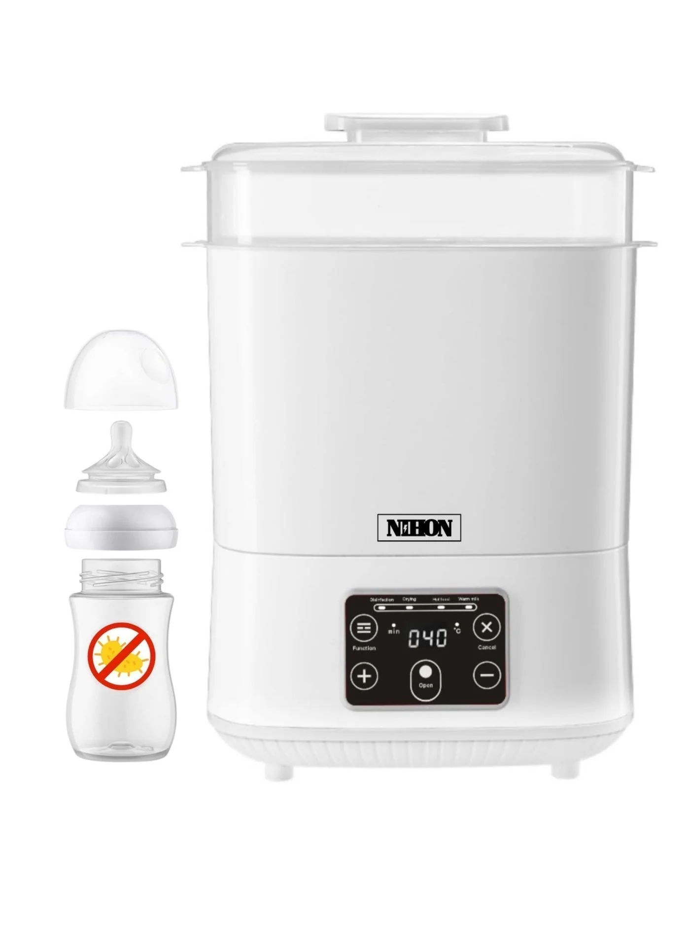 Nihon 5-in-1 Electric Steam Sterilizer and Dryer with LED Display for Newborn Care (1200 mL) 1e8e7