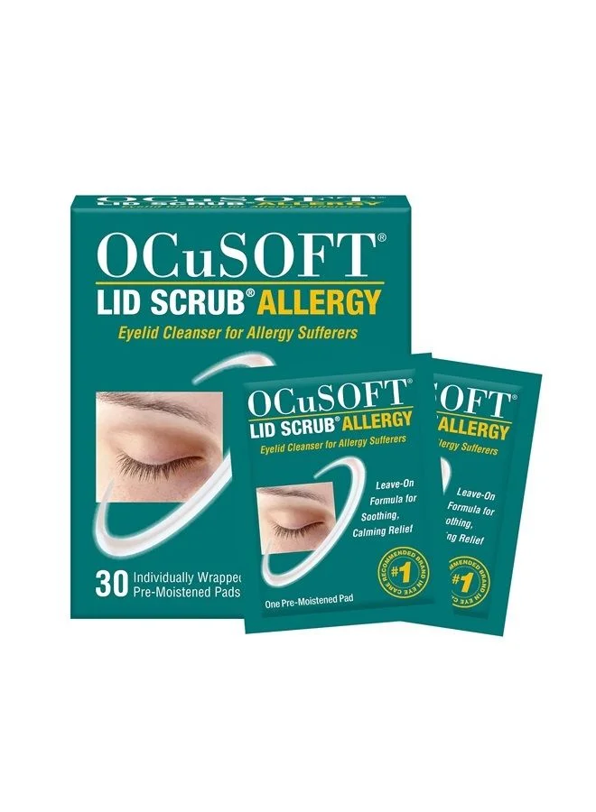 OCuSOFT Lid Scrub Allergy Eyelid Cleanser Pads (30 Count) - Gentle Daily Eye Hygiene for Sensitive Skin i5kf6