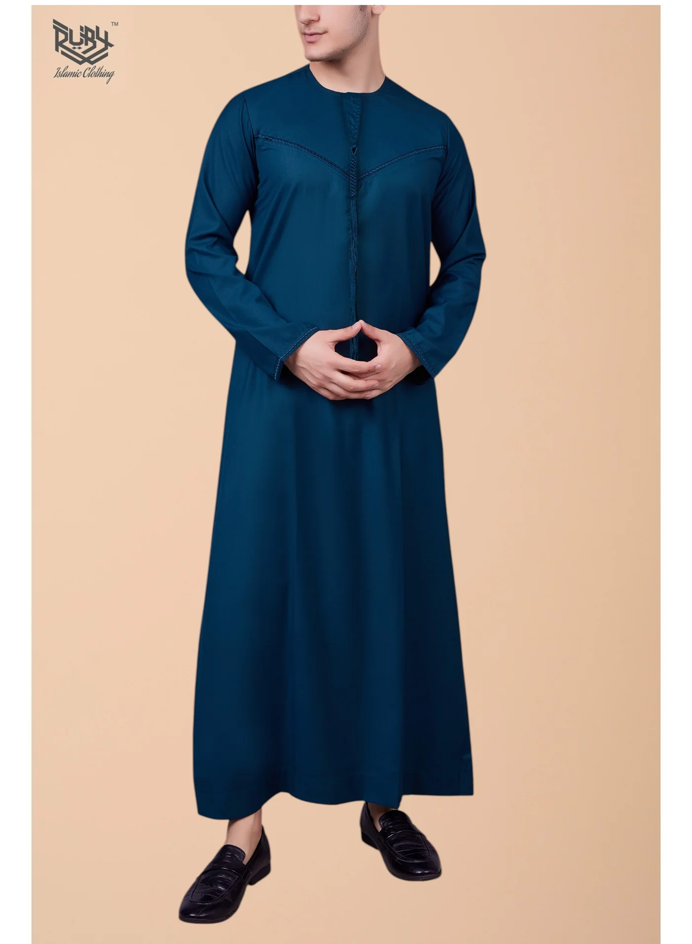 RUBY ISLAMIC CLOTHING Men's Emirati Style Thobe Kandura with Front Zip and Tassel (Premium Poly Viscose, Slim Fit) h8hqa