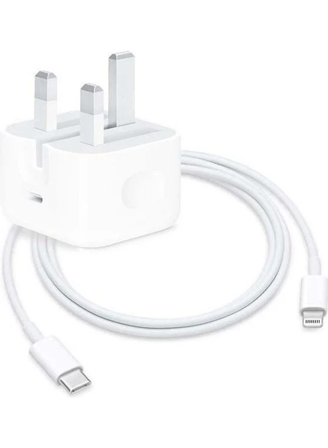 Premium Smart 20W USB-C Power Adapter and Charging Cable Set (White, 1 Set) mnk3w