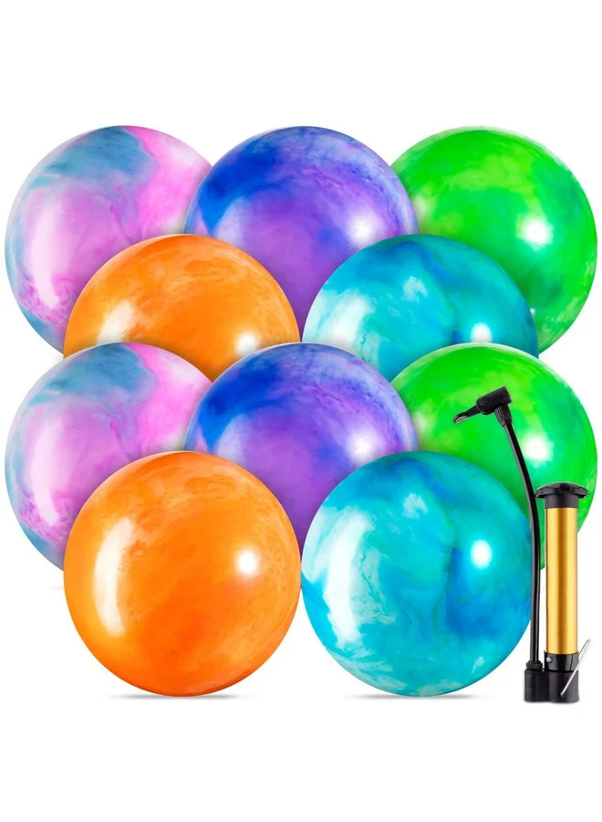 Jexine Marbleized Inflatable Bouncy Balls Set Durable PVC Playground Kick Balls for Outdoor Beach and Backyard Games (10 Pieces, 38 cm) fvfnk