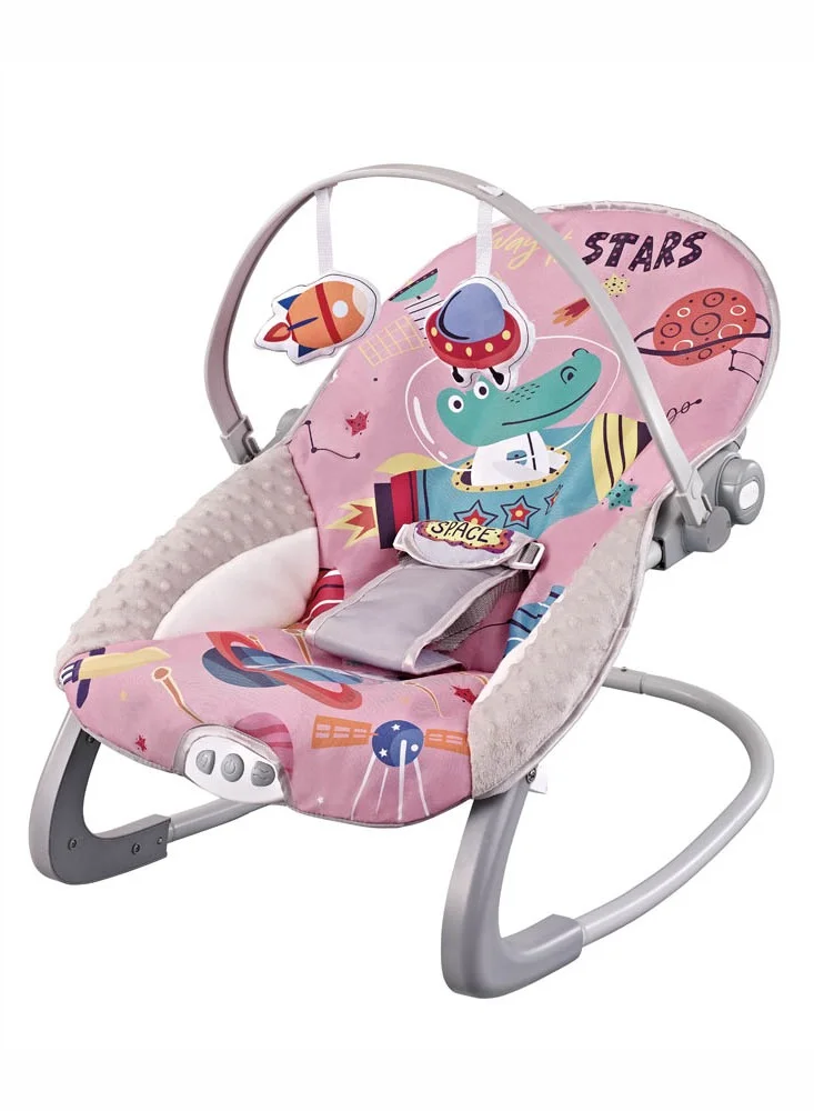 Premium Printed Baby Bouncer with Soothing Music and Removable Toys (Space Pink, Newborn) 6gl9x