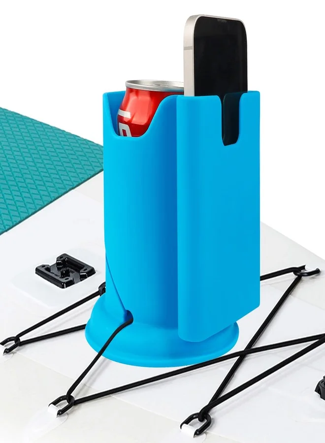 ANGAR Paddleboard Cup Holder and Phone Mount 2-in-1 Anti-Flip Accessory for Kayaks and SUPs (Blue) heks6