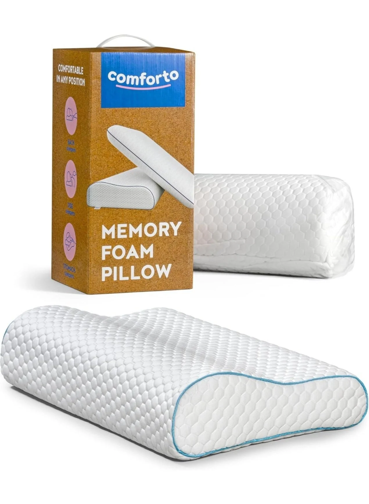 Comforto Memory Foam Pillow for Kids and Travel (50x30x11 cm) z95o9