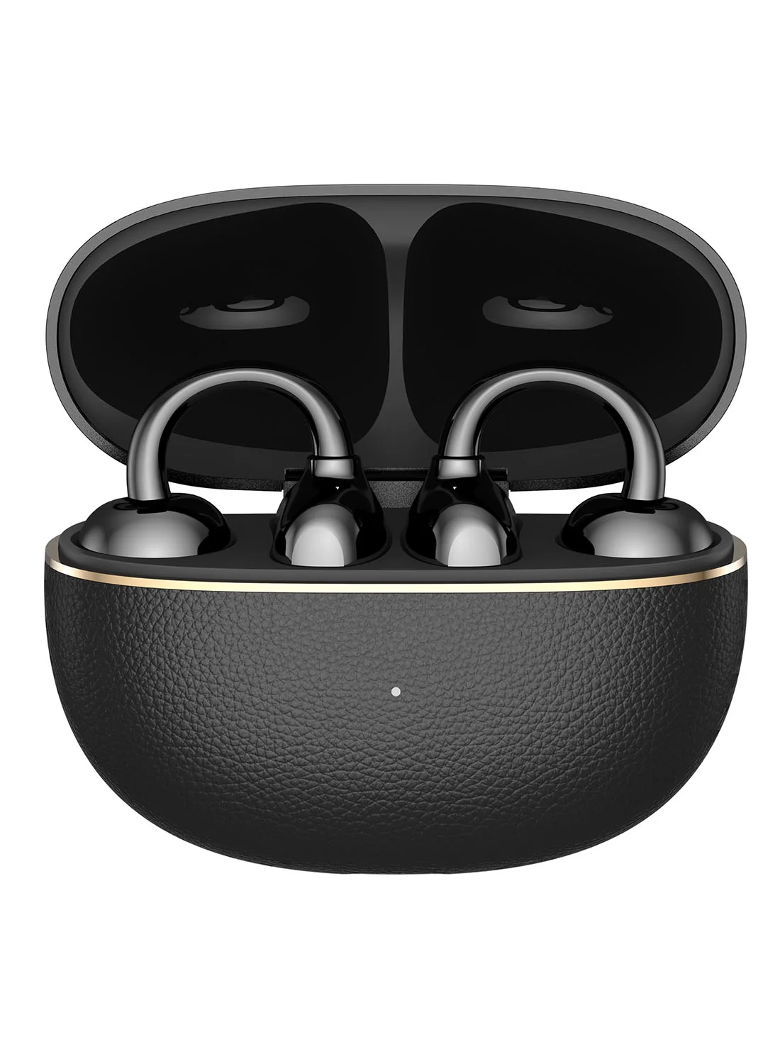 Premium Open-Ear Wireless Earphones with Titanium Arch Bridge, 12mm Dual-Magnetic Drivers, IP54 Water Resistant, Wireless Charging Support (Black) oq1ad