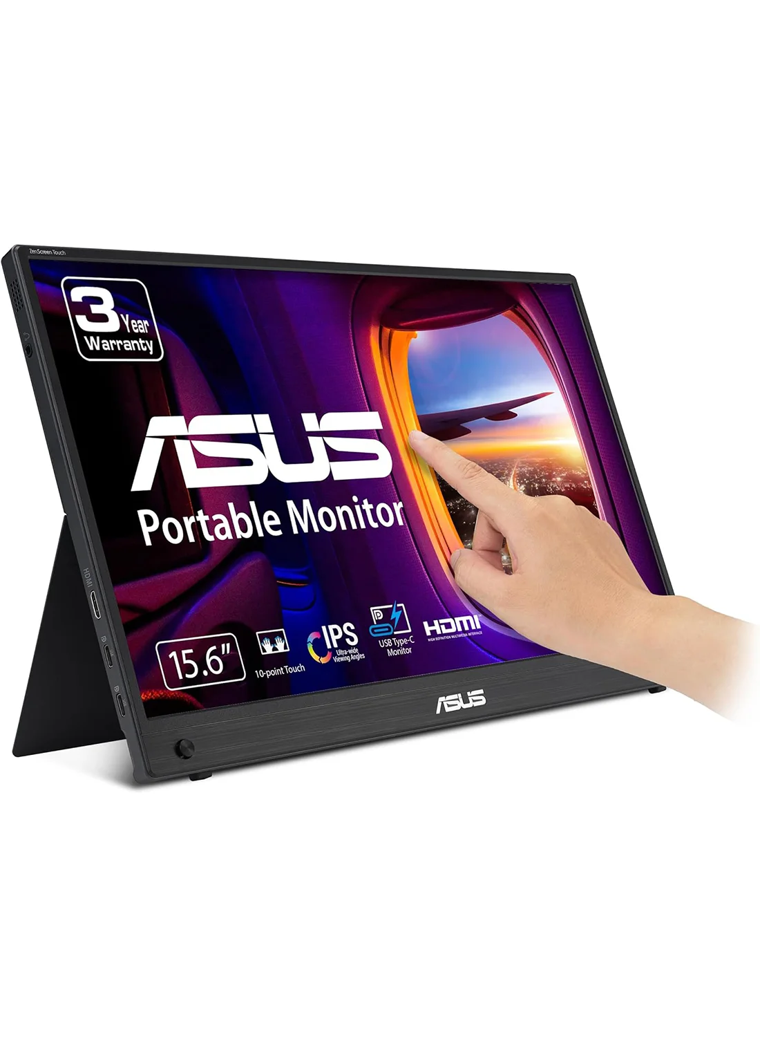 Premium 15.6-Inch Portable Touchscreen Monitor FHD IPS Display with Ergo Kickstand and Tripod Socket (Black, 15.6-Inch) 4kvpi