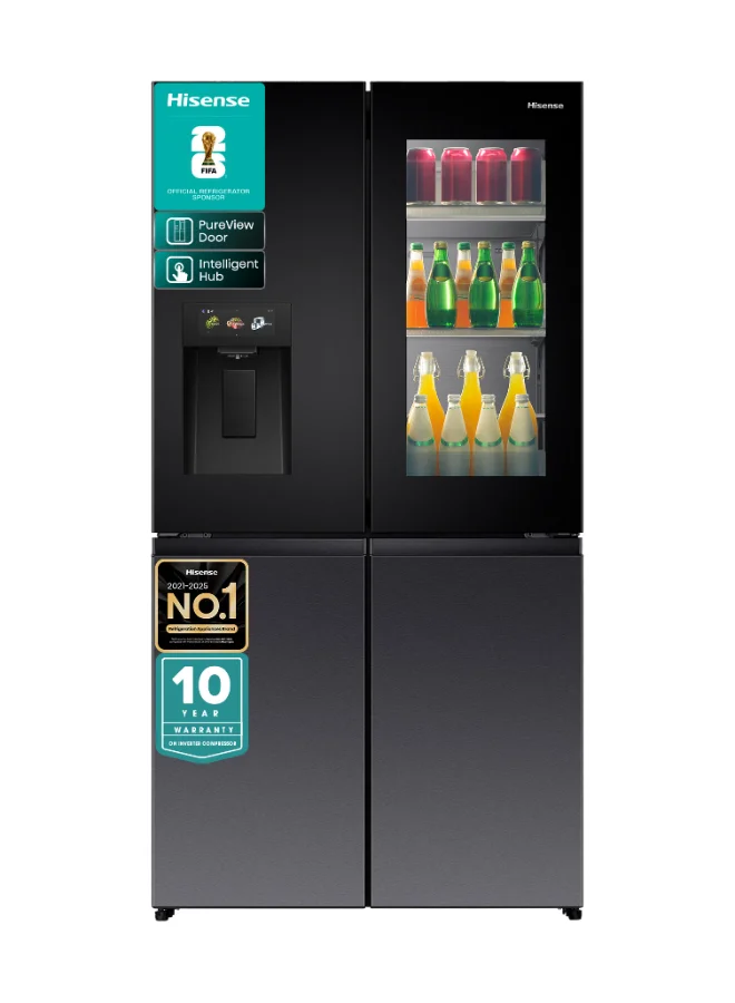 Premium French Door Refrigerator with Intelligent Hub and UV Water Treatment (Black, 615L) 5u1gg