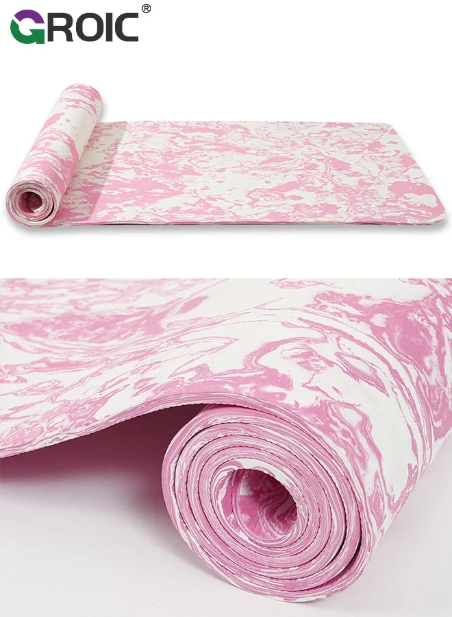 GROIC Camo TPE Yoga Mat Non-Slip Exercise Fitness Mat for Pilates Stretching and Home Workouts (Pink and White, 183 cm x 61 cm) xfn90
