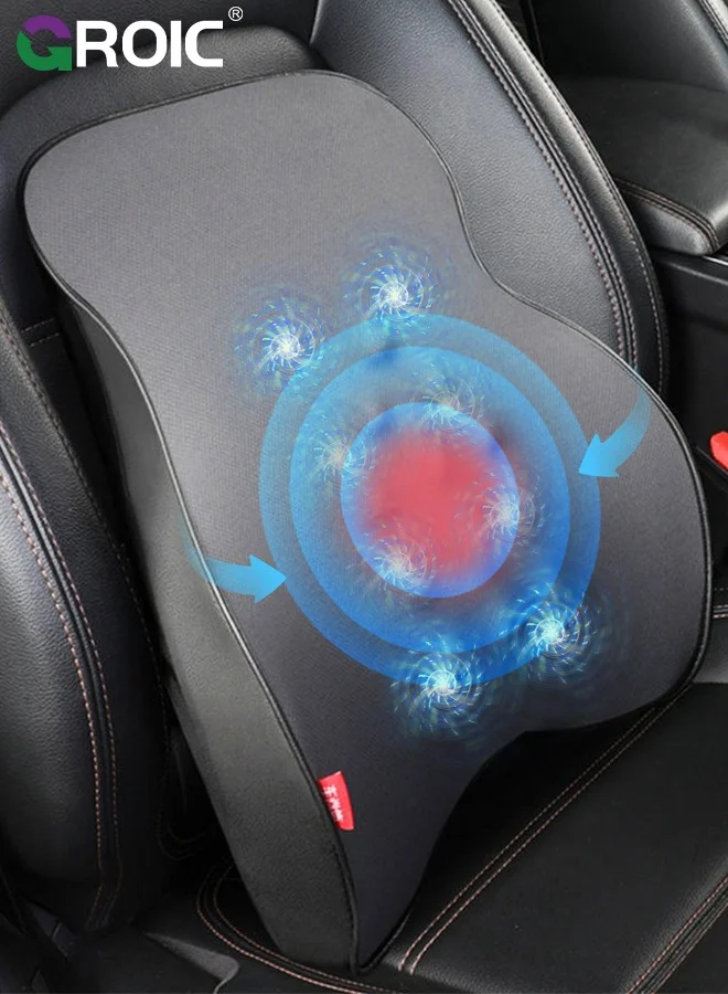 GROIC Electric Car Seat Massage Pillow with Lumbar Support (Memory Foam, Ergonomic Design for Long Drives) 0u2ja