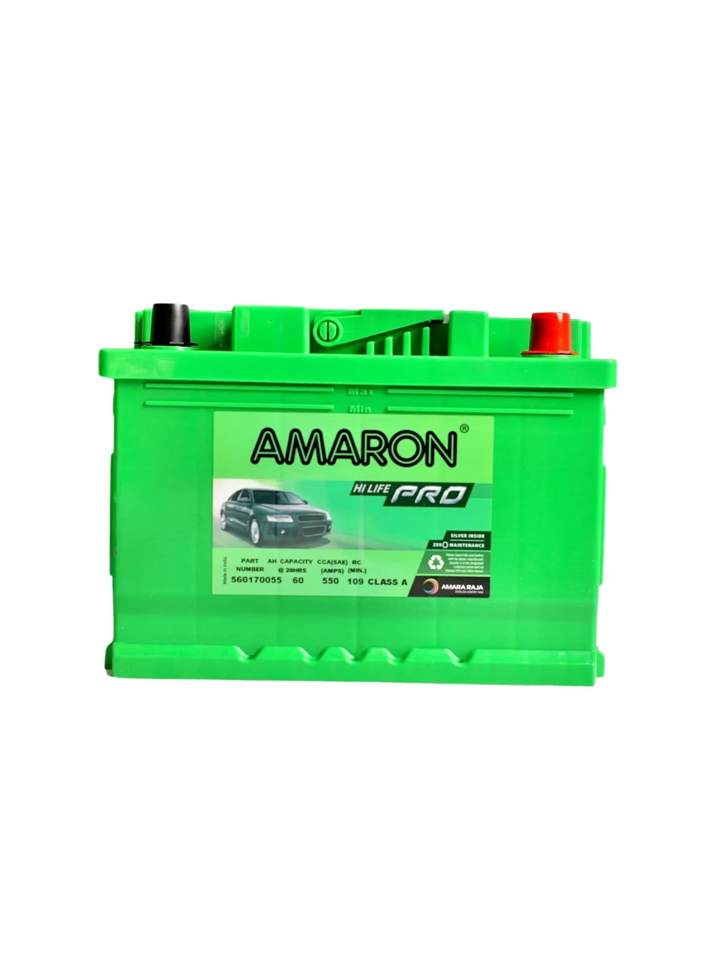 Amaron Car Battery (60AH, 550CCA, 109RC, LN2/H5, B13) Premium Automotive Power Source i8s71