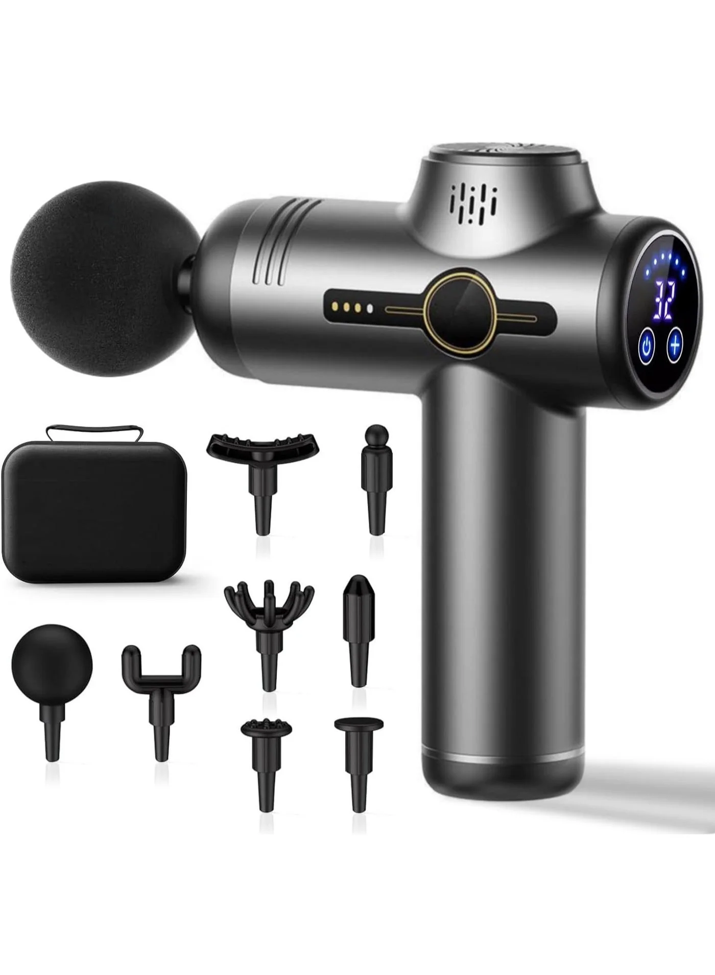 Premium Percussion Massage Gun Deep Tissue Muscle Massager with 8 Attachments and 99 Adjustable Speeds for Athletes (Handheld) vb6du