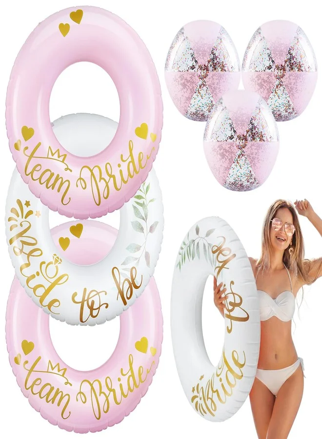 Relaxgiant Bachelorette Pool Party Inflatable Set (Pink and White, 6-Piece Pack) bxyp5