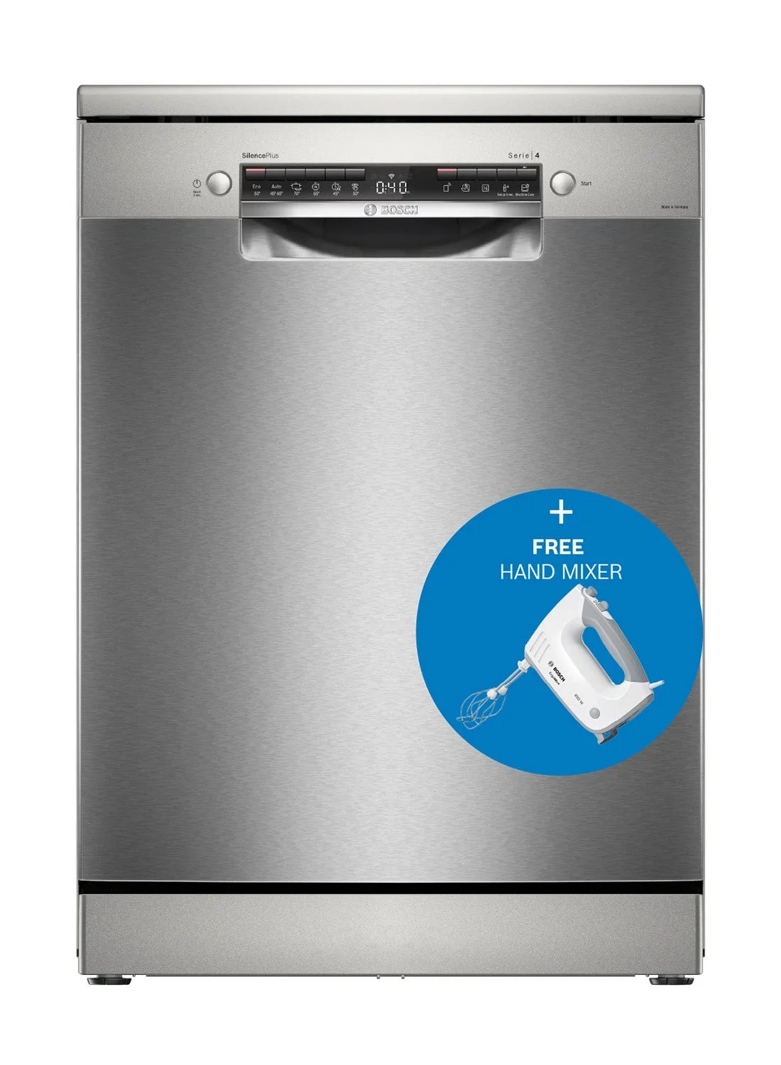 Premium Freestanding Dishwasher (60cm, 14 Place Settings, 6 Programs, Brushed Steel, Silver) insor