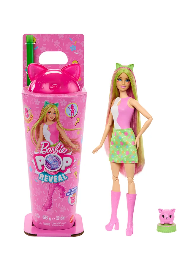 Fashion Doll Pop Reveal Series Scented Kitten Fashion Doll and Pet Set (8 Surprises, Color Change Feature) rns3z