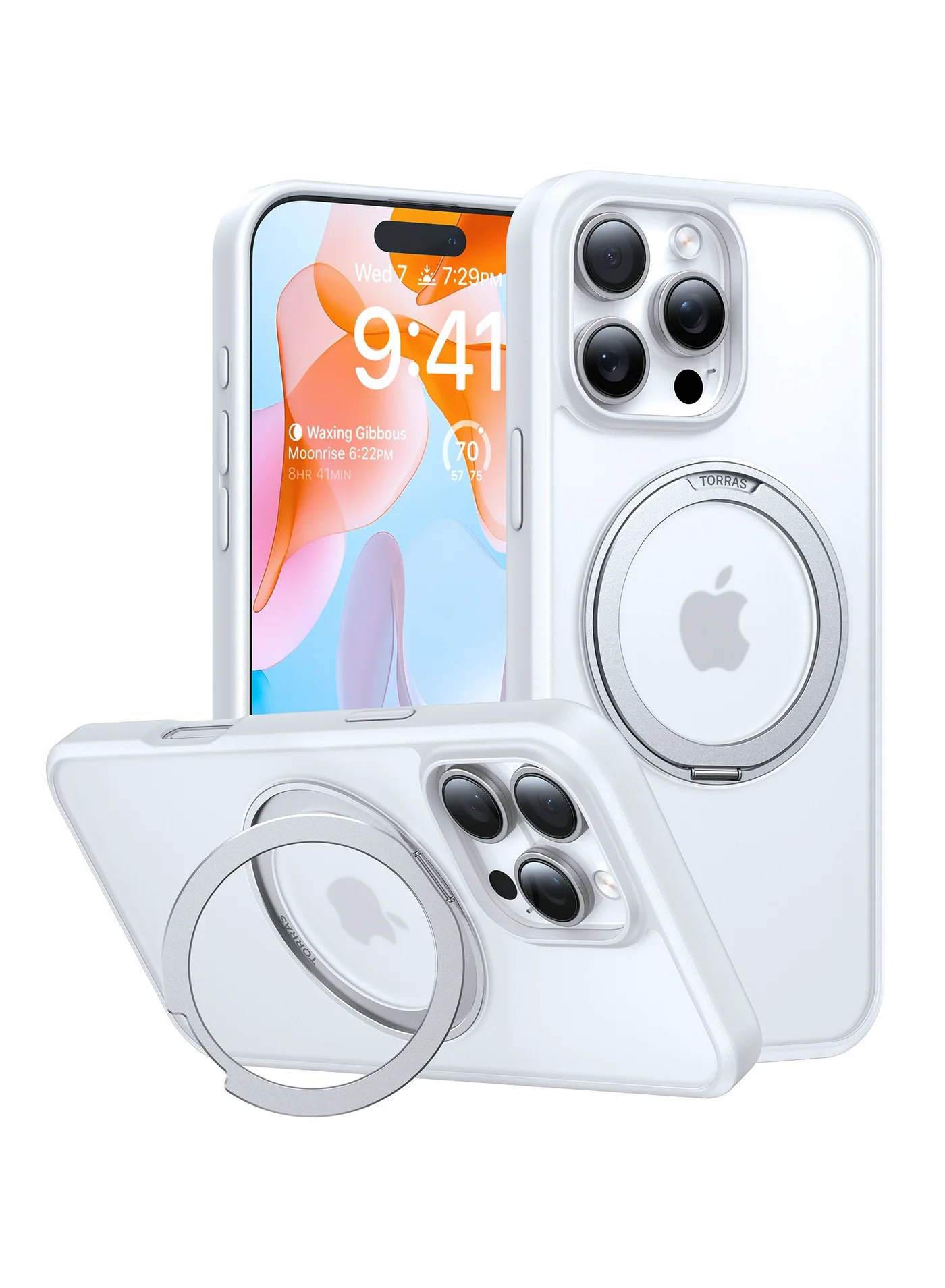 TORRAS Magnetic Protective Case with 360¡ã Rotatable Stand Ring for 6.3-inch Smartphone (White, 16 cm) k067v