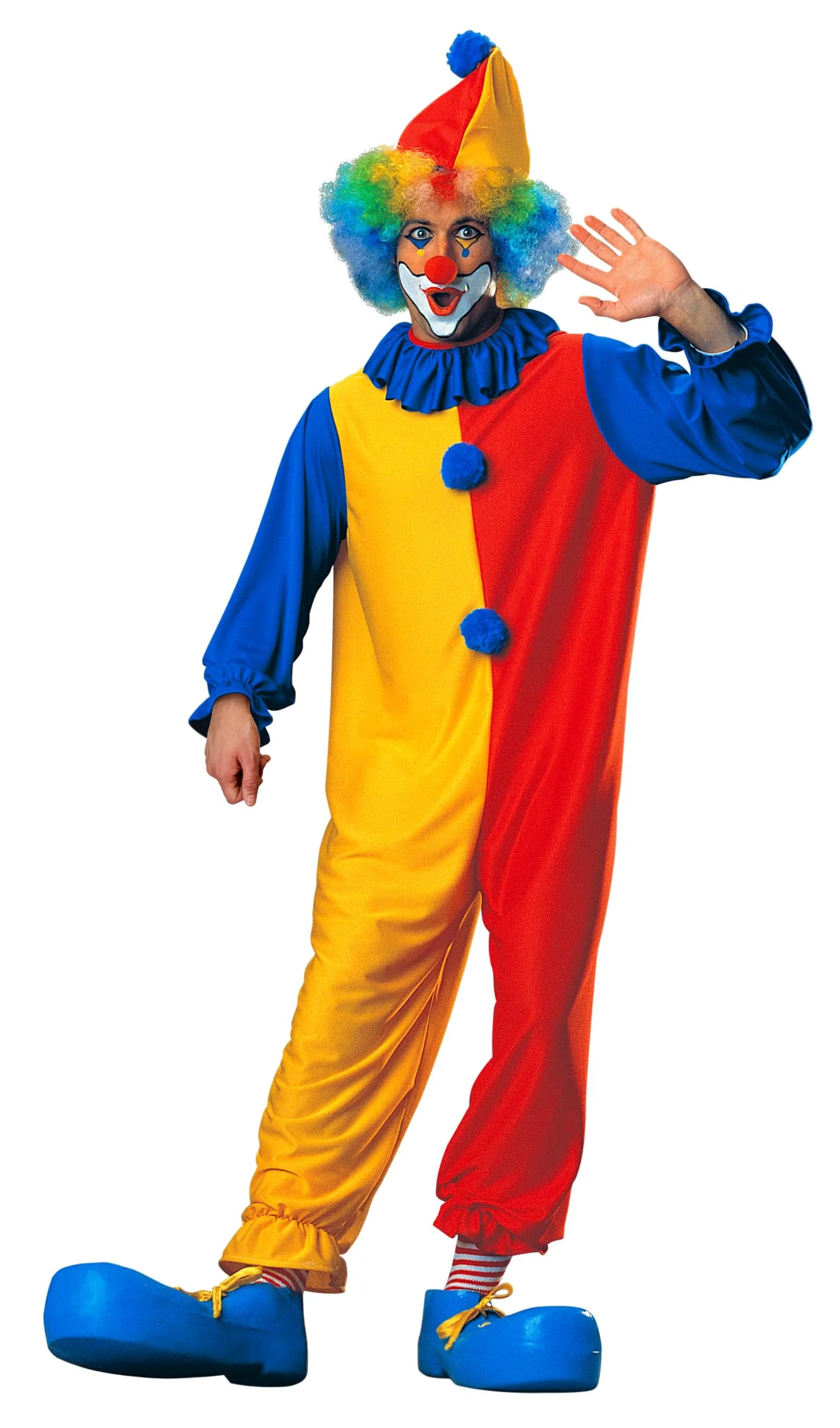 Rubies Classic Clown Costume Premium Multi-Color Party Outfit (Standard Size, Fits up to 44 Jacket) z5qow
