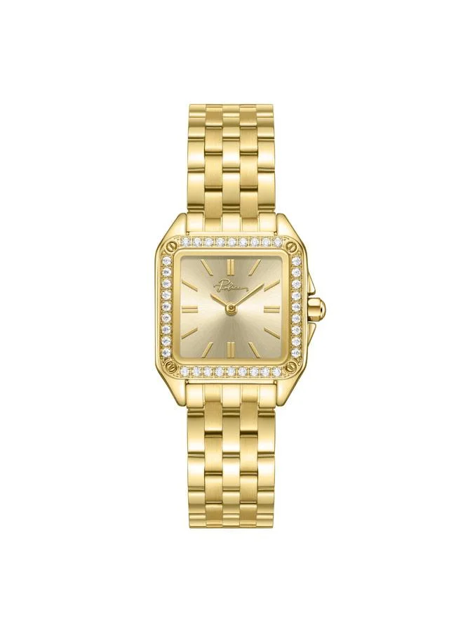 POLICE Omaha Analog Watch for Women Champagne Dial Stainless Steel Bracelet (27.8mm) imkfj