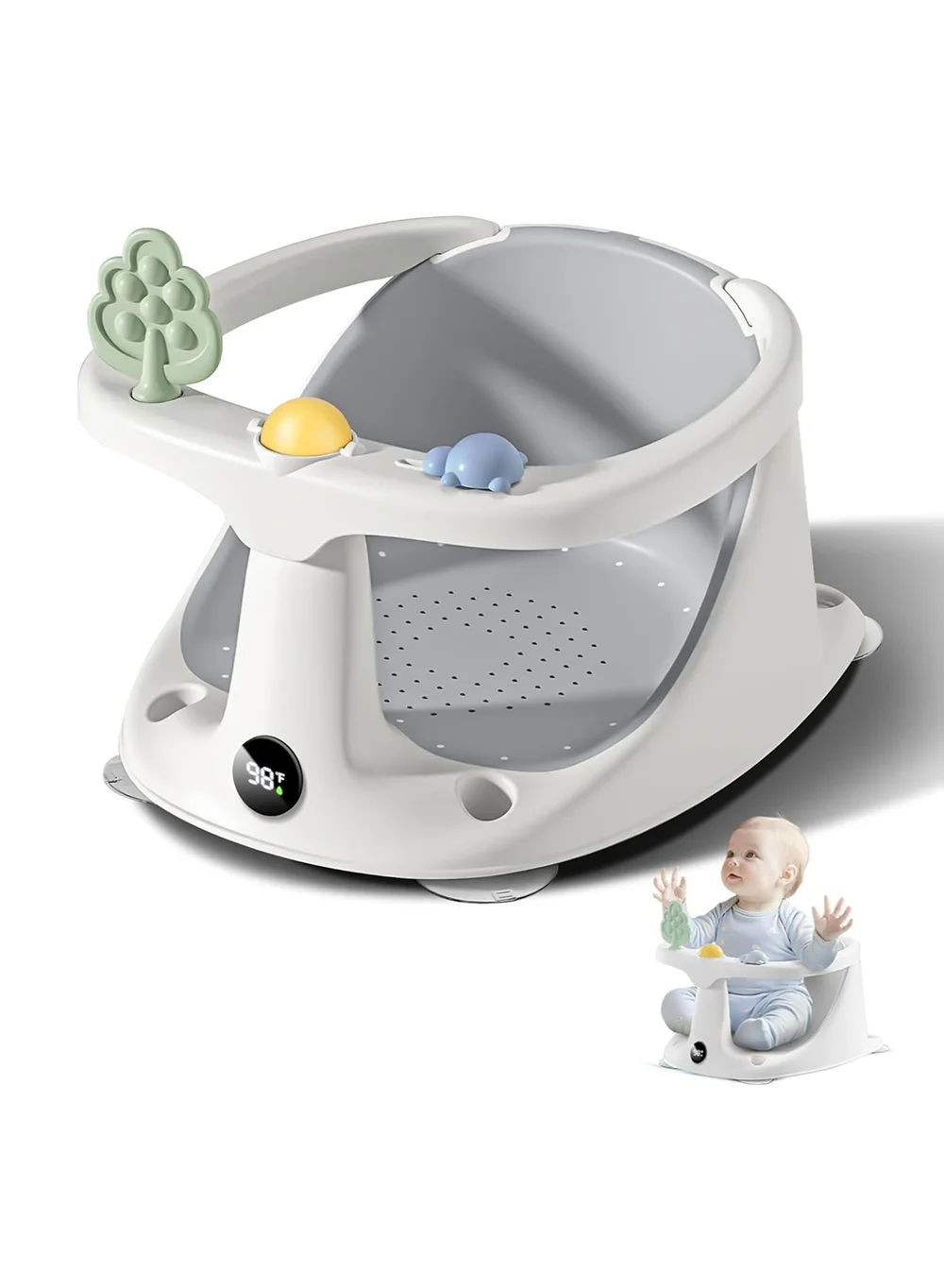 LENND Baby Bath Seat with Suction Cups and Soft Cushion (Non-Slip, Toddler Support, 6 Months and Up) 82dnb