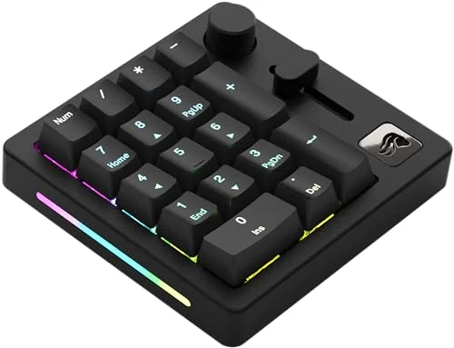 Premium Mechanical Macro Pad 10-Key Programmable Numpad with RGB Backlit and Volume Knob (Black, 10-Key) x5vyc