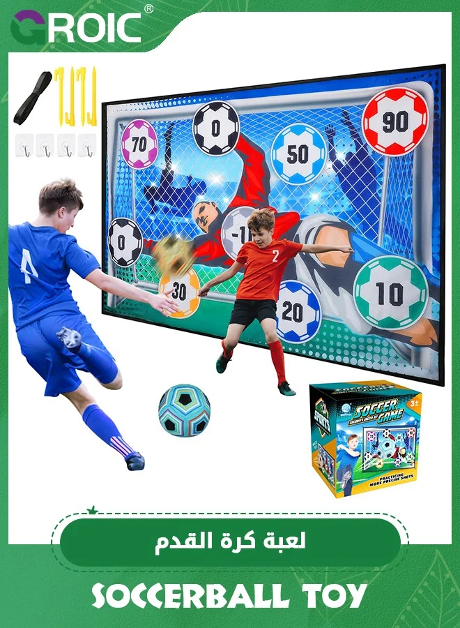 GROIC Soccer Toss Game Set with Velcro Balls Premium Flannel Indoor Outdoor Backyard Sports Activity for Kids and Family (1 Set) k70xy