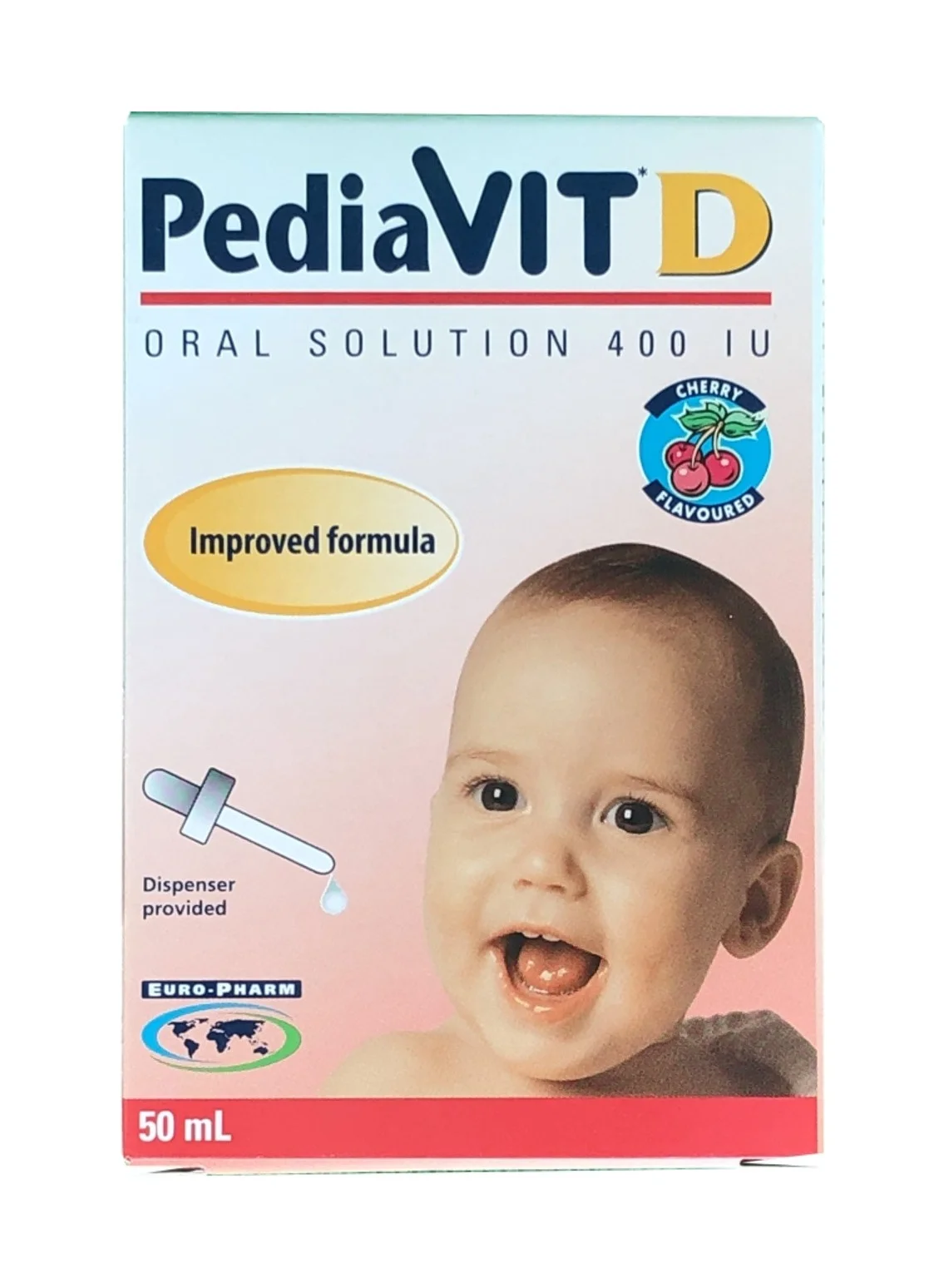Pediavit D Vitamin Supplement Drops for Infants and Kids (Cherry Flavor, 50 mL) 2g1cc