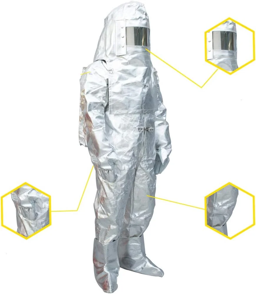 Premium Heat Resistant Fireproof Coveralls Composite Aluminium Foil Thermal Radiation Suit (XXL) mgbqj