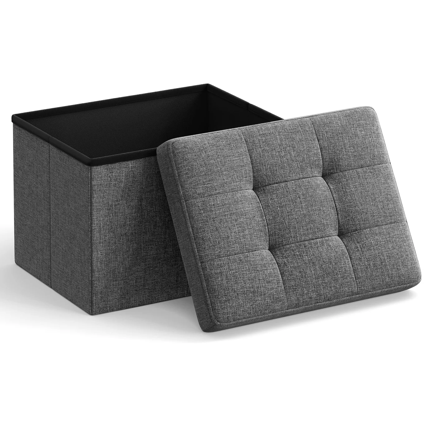 Mazie Collection Folding Storage Ottoman Foot Rest Stool (Dark Gray, 31 x 41 x 31 cm) 2u7pf