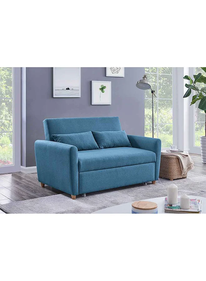 Danube Home Alpha 2-Seater Fabric Sofa Bed Premium Living Room Furniture (Ocean Blue, 140x87.5x86cm) ns69w