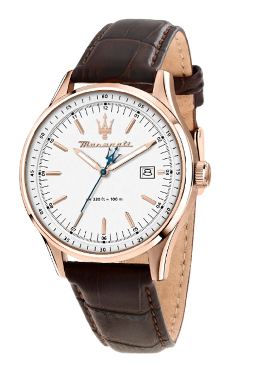 Premium Men's Analog Watch with Silver Sunray Dial and Brown Leather Strap (42mm) r6ayc