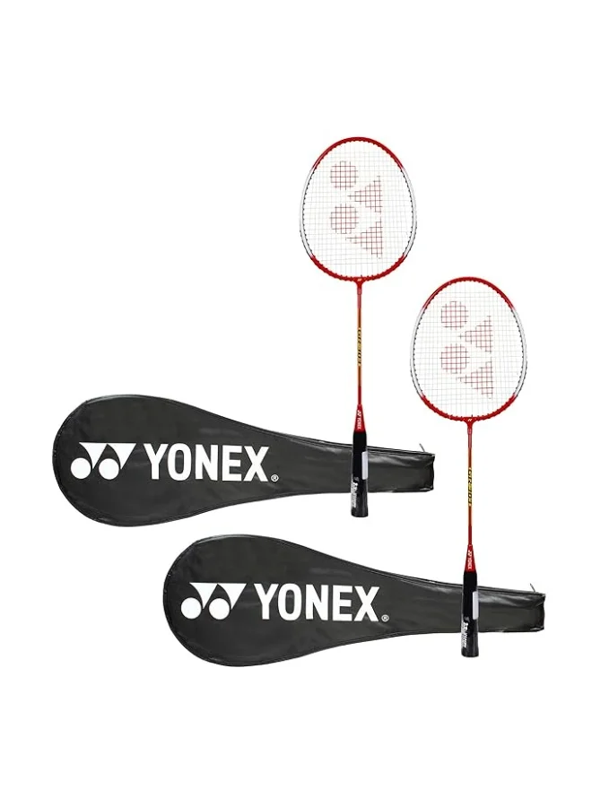 Premium Aluminium Badminton Racquet Set with Full Cover (Red, 2-Pack, 130g) 7hwhx
