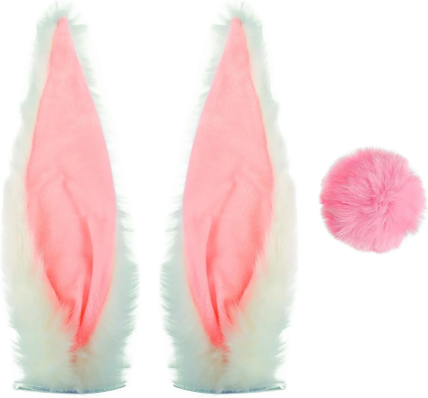 VICASKY Bunny Ears and Tail Helmet Decoration Set (Soft Plush, Universal Fit for Motorcycle and Cycling Helmets) vxxto