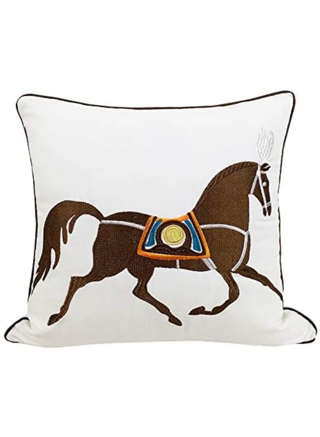 Home Care Decorative Throw Pillow Cover, Modern Horse Print Cushion Case for Sofa and Bedroom (White, 45x45 cm) je6ax