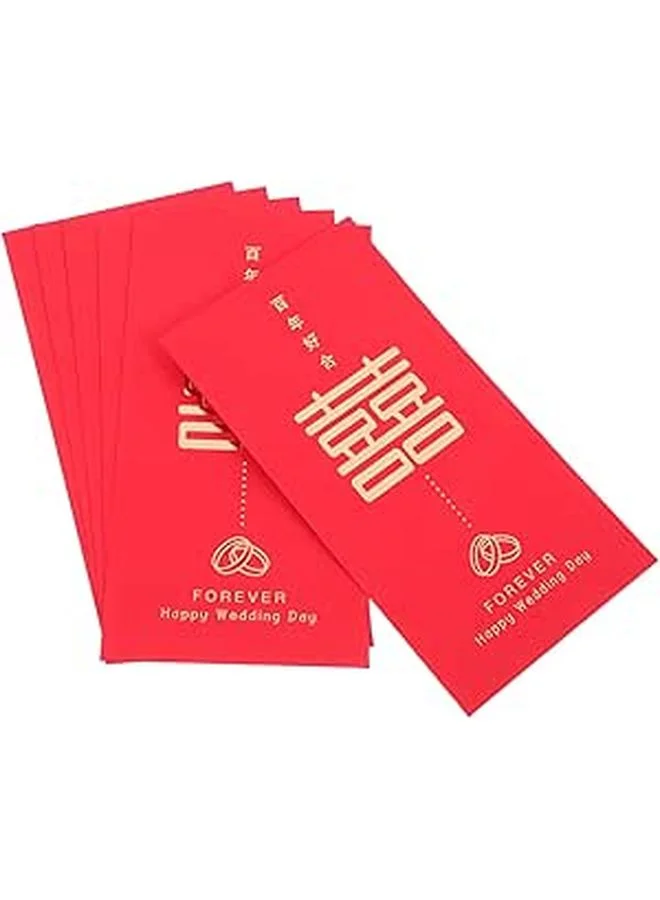 Premium Traditional Chinese Red Envelopes Double Happiness Wedding Money Pockets (Red, 10 Pack) 4hbur