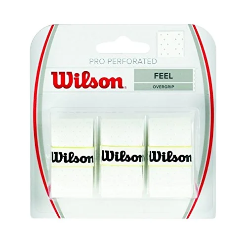 Premium Perforated Tennis Racket Overgrip Set (White, 3 Pack) 96zno