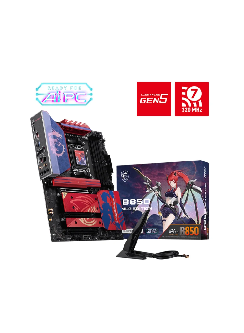 Premium B850 Gaming Motherboard ATX for AMD AM5, DDR5 8400MHz, PCIe 5.0, Wi-Fi 7, 5Gb Ethernet, RGB Lighting (Standard ATX) 6hx4r