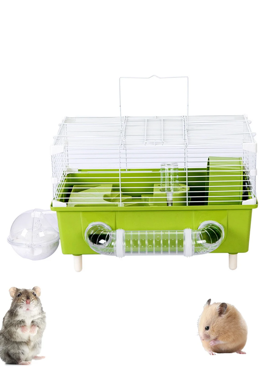 Kidle Portable Hamster Cage Small Animal Habitat with Exercise Wheel and Feeding Accessories (Plastic, 30 cm) g8dod
