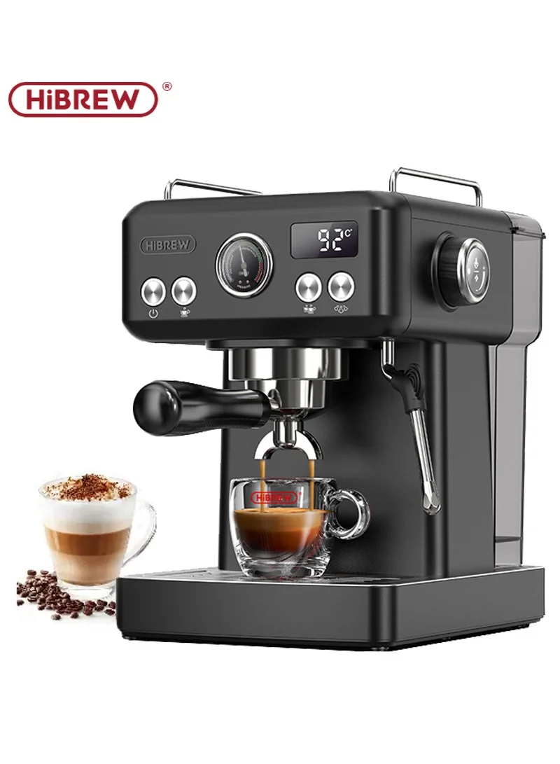 HiBREW Semi-Automatic Espresso Coffee Machine 20Bar Pressure with 58mm Portafilter and Adjustable Temperature Control (Black, 1 Unit) pwtzy