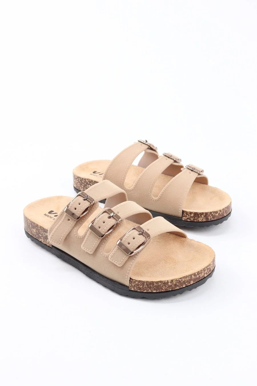 VINY Women's Comfort Slide Sandals Adjustable Triple Buckle Lightweight Cushioned Slippers for Walking and Beach (Size 38) qpy1i