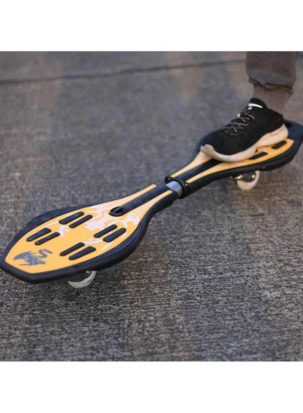 Premium 2-Wheel Caster Skateboard with 360¡ã Rotating Illuminating Wheels, Heavy-Duty Alloy Steel Deck for Kids and Adults (Yellow, 86 cm) d5mb7