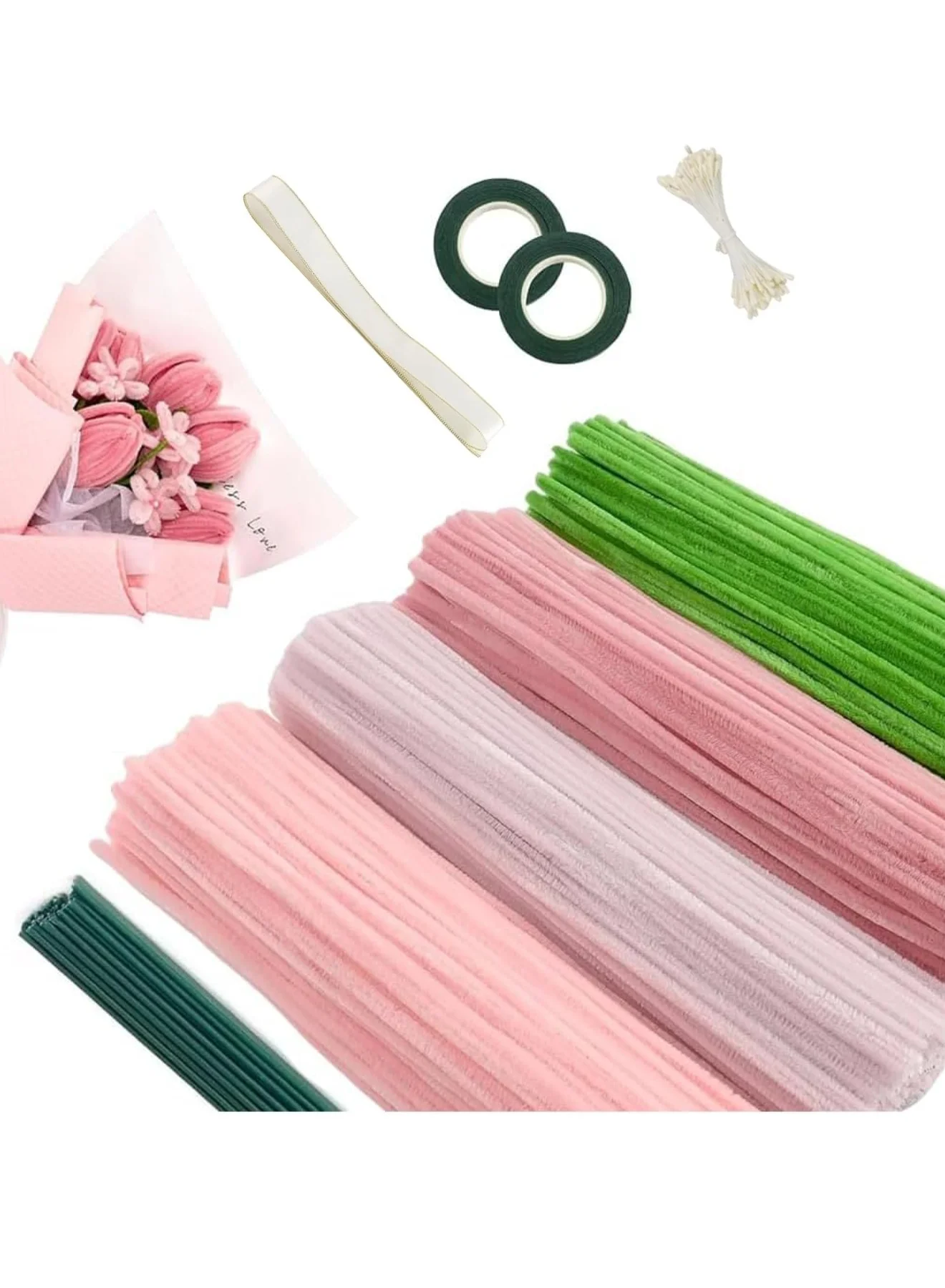 Saykfoe Pipe Cleaner Craft Set for DIY Flower Art and Handicrafts (400 Pieces, Assorted Colors) dyhd1